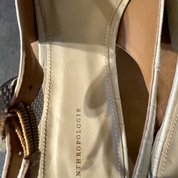 Anthropologie Cream Textured Slingback Heels - Picture 4 of 5